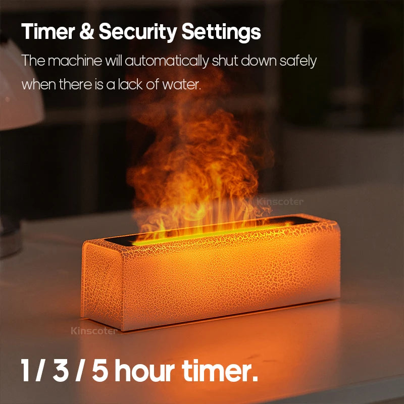Kinscoter-Difusor De Aroma De Aceite Esencial, Humidificador De Aire De Llama, Difusor Ultrasónico De Niebla Fría Con Luz Nocturna De Fuego Realista RGB