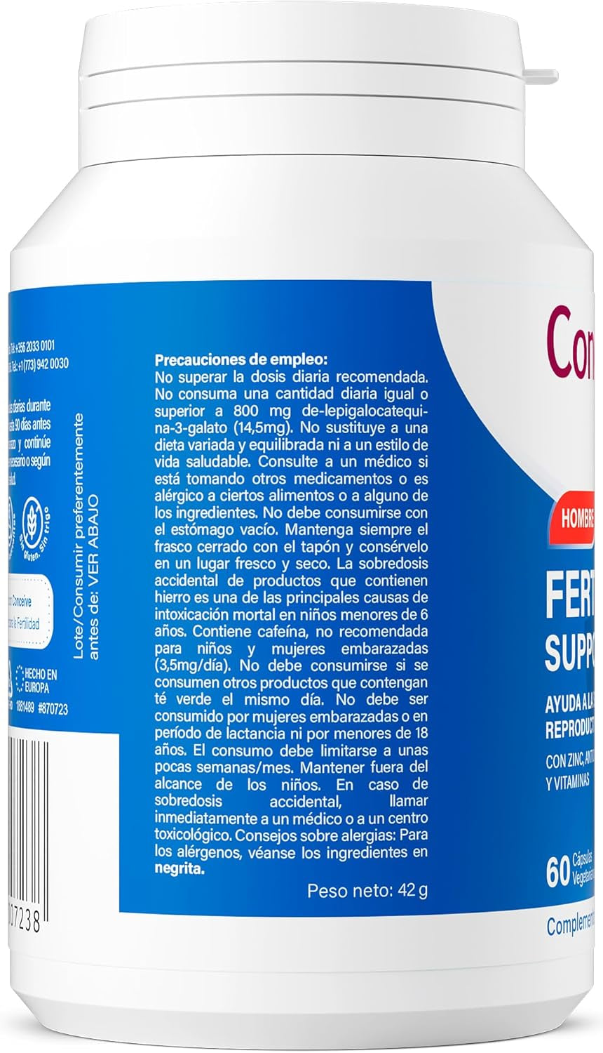 CONCEIVE plus Vitaminas Para La Fertilidad Masculina Con Maca, Selenio, Ácido Fólico, Multivitaminas - Apoyo a La Salud Reproductiva, Producción De Esperma Y Aumento De La Libido Masculina - 60 Cáps