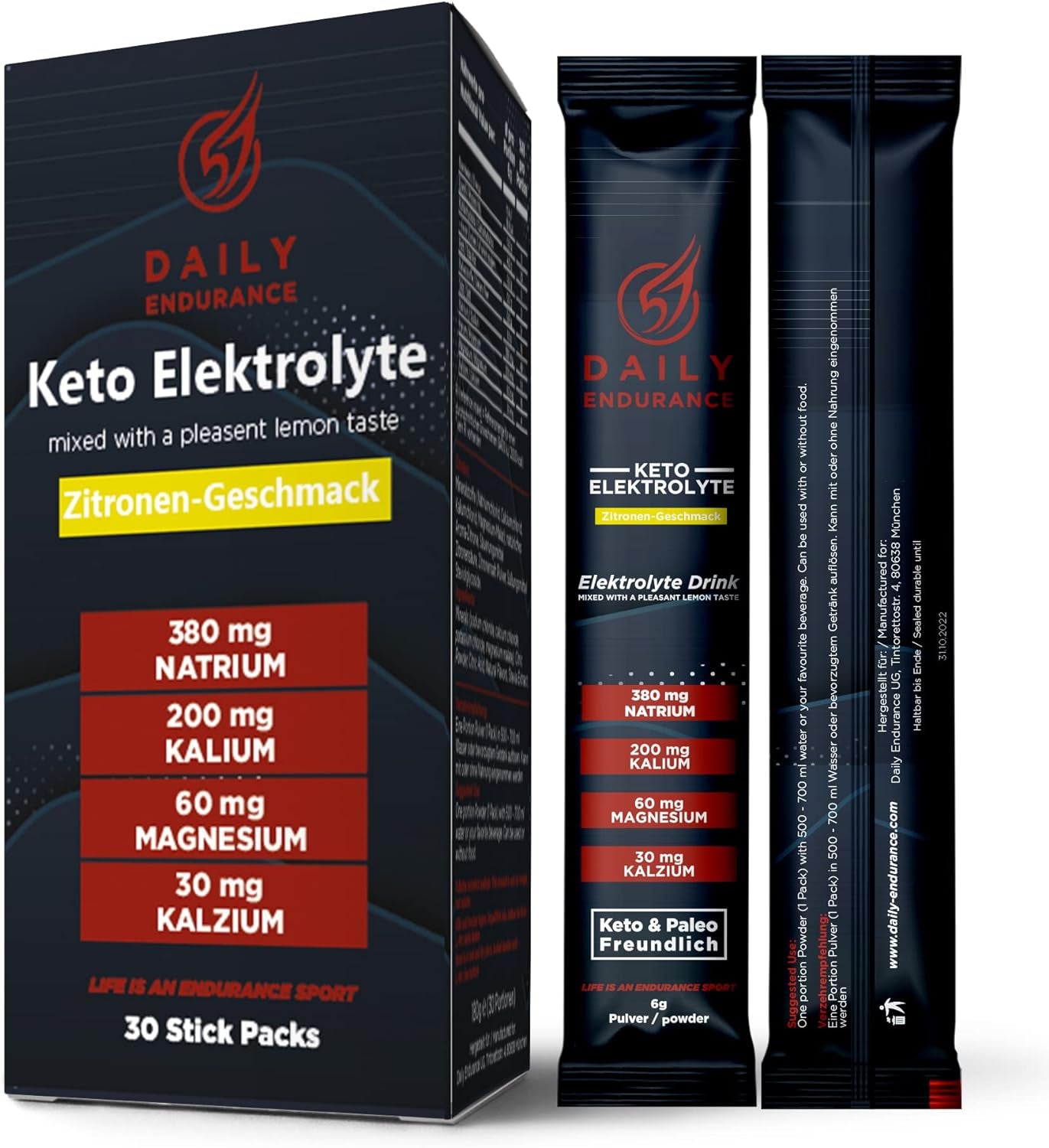 Electrolitos Keto En Polvo | Favorece La Hidratación Y La Recuperación | Low Carb & Paleo | Sin Azucar & Vegano | 30 Stick Packs