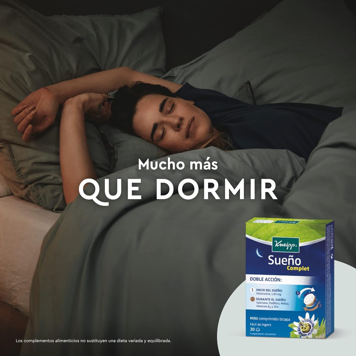 Kneipp Sueño Complet: Tecnología Bicapa; Ayuda a Conciliar Y Mantener El Sueño; 1,85Mg De Melatonina; 60 Comprimidos