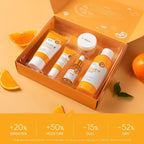 LAIKOU Set Regalo Cuidado De La Piel Mujer, Cuidado De La Piel Con Vitamina C, 5 Piezas Kit Skincare Facial Vitamina C, Limpiador Tónico Suero Crema Para Ojos Crema Facial, Para Adolescentes Y Mujeres