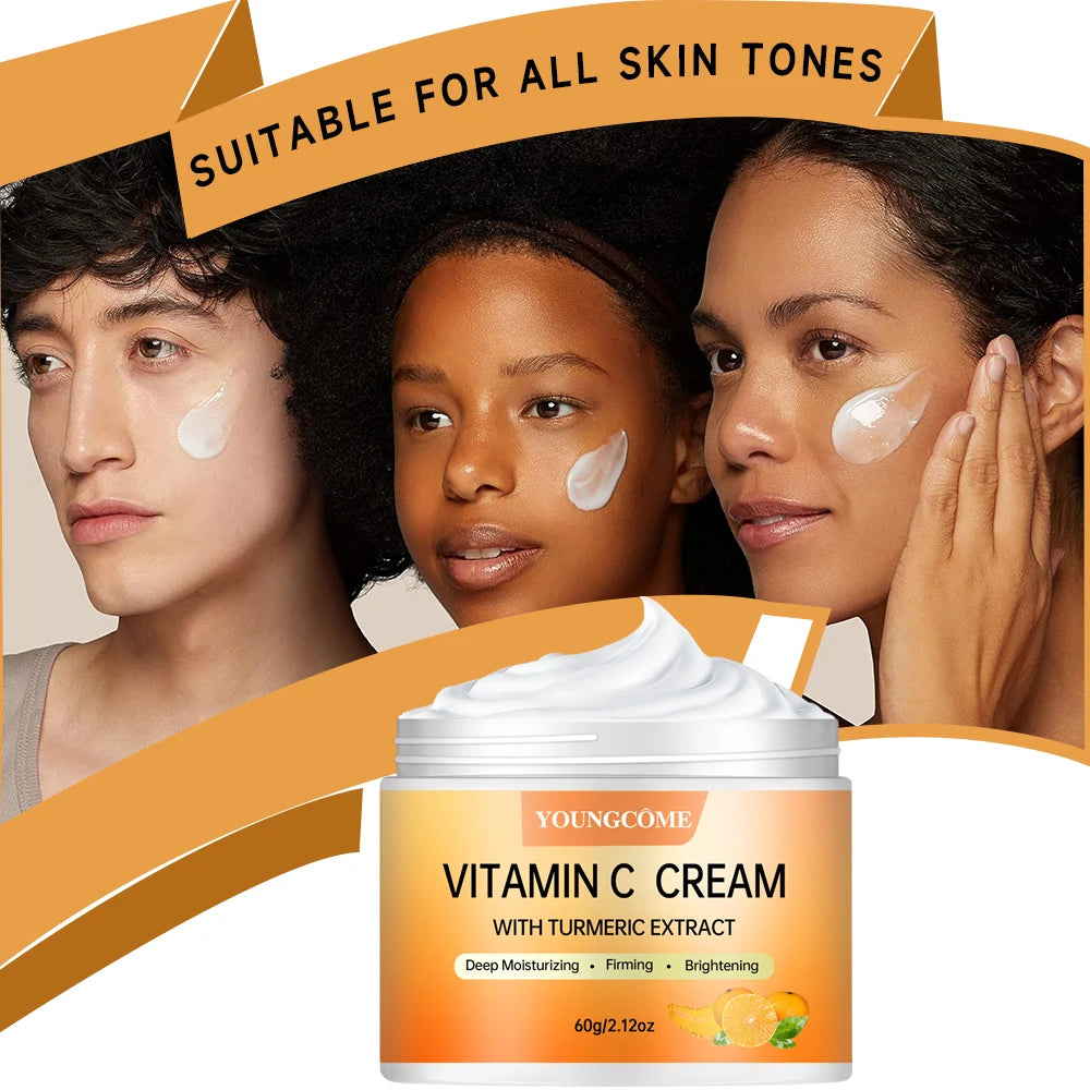 Turmeric + Vitamin C Brightening Face Cream – Anti-Aging Collagen Booster with Hyaluronic Acid Moisturizing Wrinkle Reduction