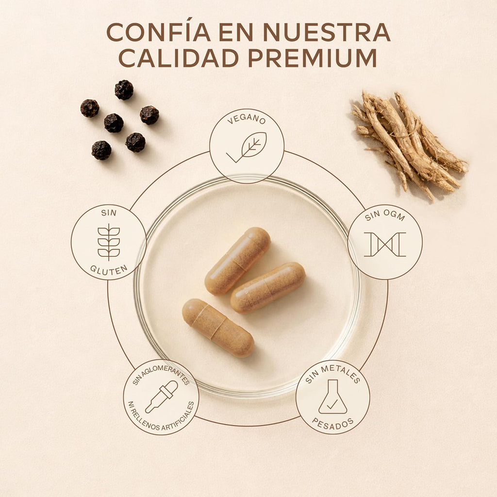 Ashwagandha KSM-66 1000Mg (Proporción De Extracto 10:1 Equivalente a 10,000Mg Por Porción) - 5% De Withanólidos - Ashwagandha Organica Con Magnesio, Manganeso, Zinc Y Vitamina B6, B1-120 Capsulas