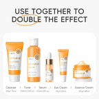 LAIKOU Set Regalo Cuidado De La Piel Mujer, Cuidado De La Piel Con Vitamina C, 5 Piezas Kit Skincare Facial Vitamina C, Limpiador Tónico Suero Crema Para Ojos Crema Facial, Para Adolescentes Y Mujeres