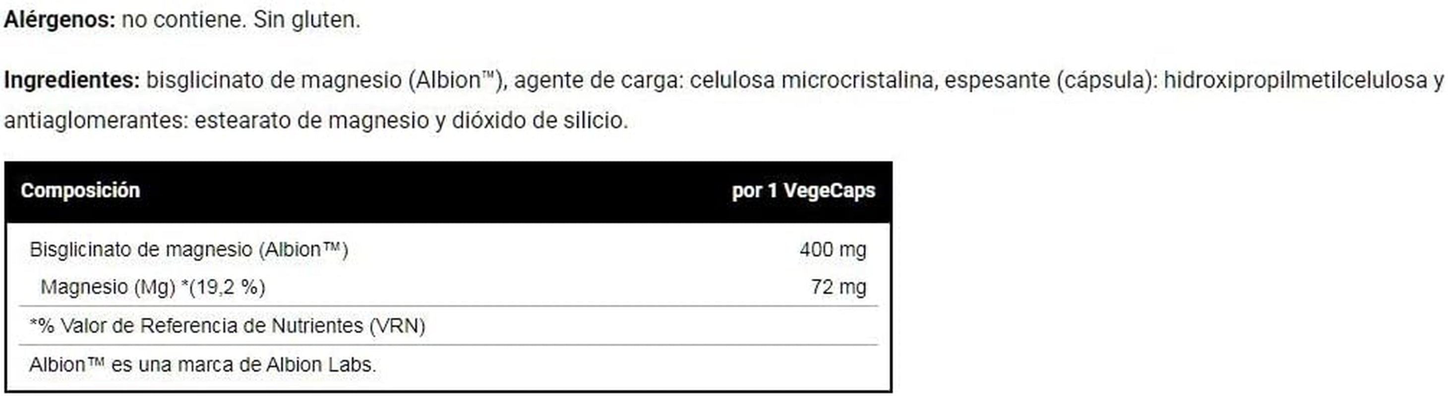 VITOBEST | Magnesio | Ayuda a Mantener Los Huesos Y Los Dientes. Reduce El Cansancio Y La Fatiga | Favorece El Funcionamiento Del Sistema Nervioso Y Músculos | 60 Vegecaps