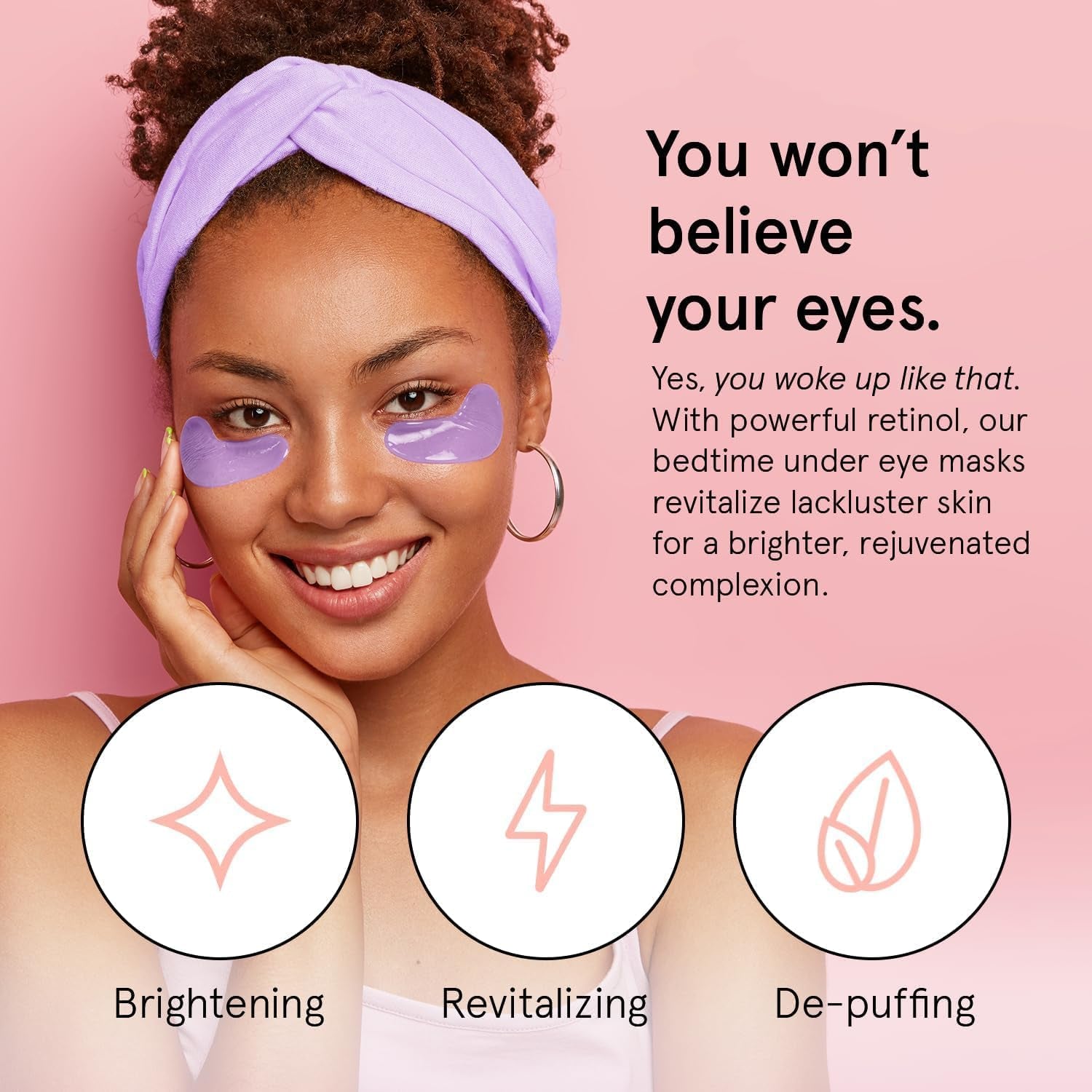 Grace & Stella Parches Ojos, Ojeras Y Bolsas – Parches Hidrogel Para Ojos Con Retinol Y Ácido Hialurónico – 24 Pares, Color Morado, Vegano, No Testado En Animales