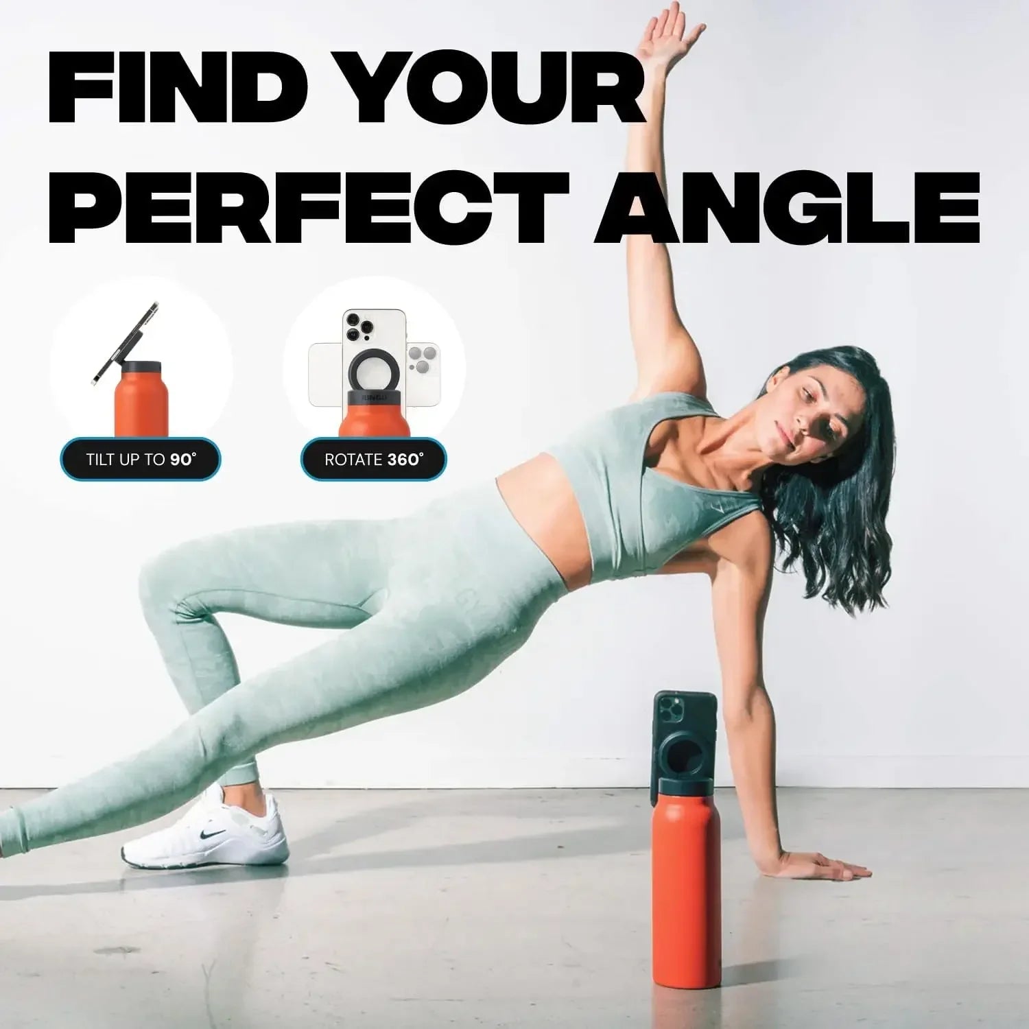 Magnetic Phone Holder Insulated Sports Water Bottle with Phone Mount Stand for Gym Outdoor Activities Daily Hydration