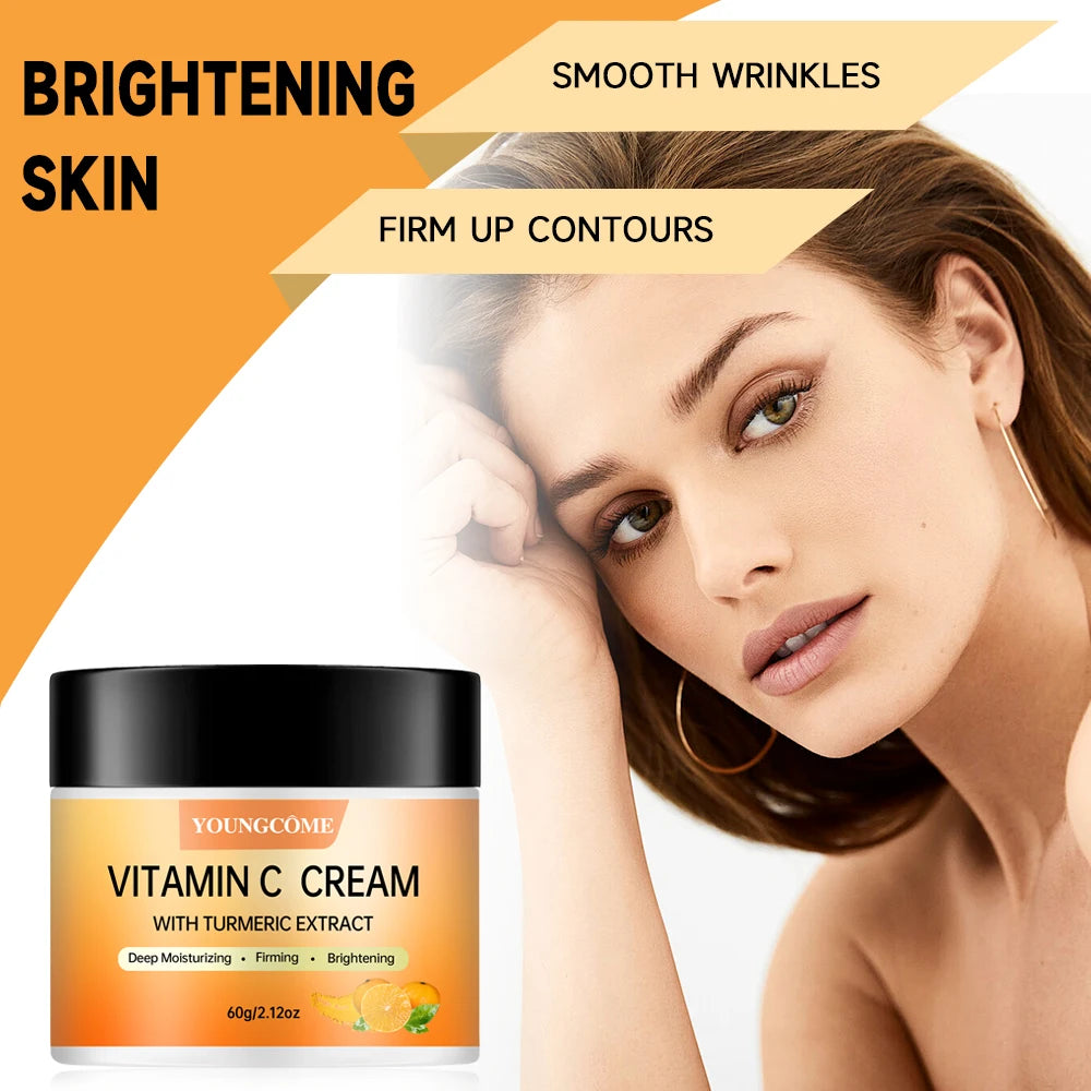 Turmeric + Vitamin C Brightening Face Cream – Anti-Aging Collagen Booster with Hyaluronic Acid Moisturizing Wrinkle Reduction