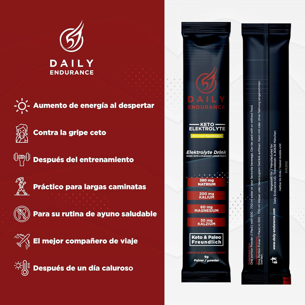 Electrolitos Keto En Polvo | Favorece La Hidratación Y La Recuperación | Low Carb & Paleo | Sin Azucar & Vegano | 30 Stick Packs