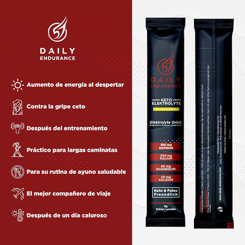 Electrolitos Keto En Polvo | Favorece La Hidratación Y La Recuperación | Low Carb & Paleo | Sin Azucar & Vegano | 30 Stick Packs