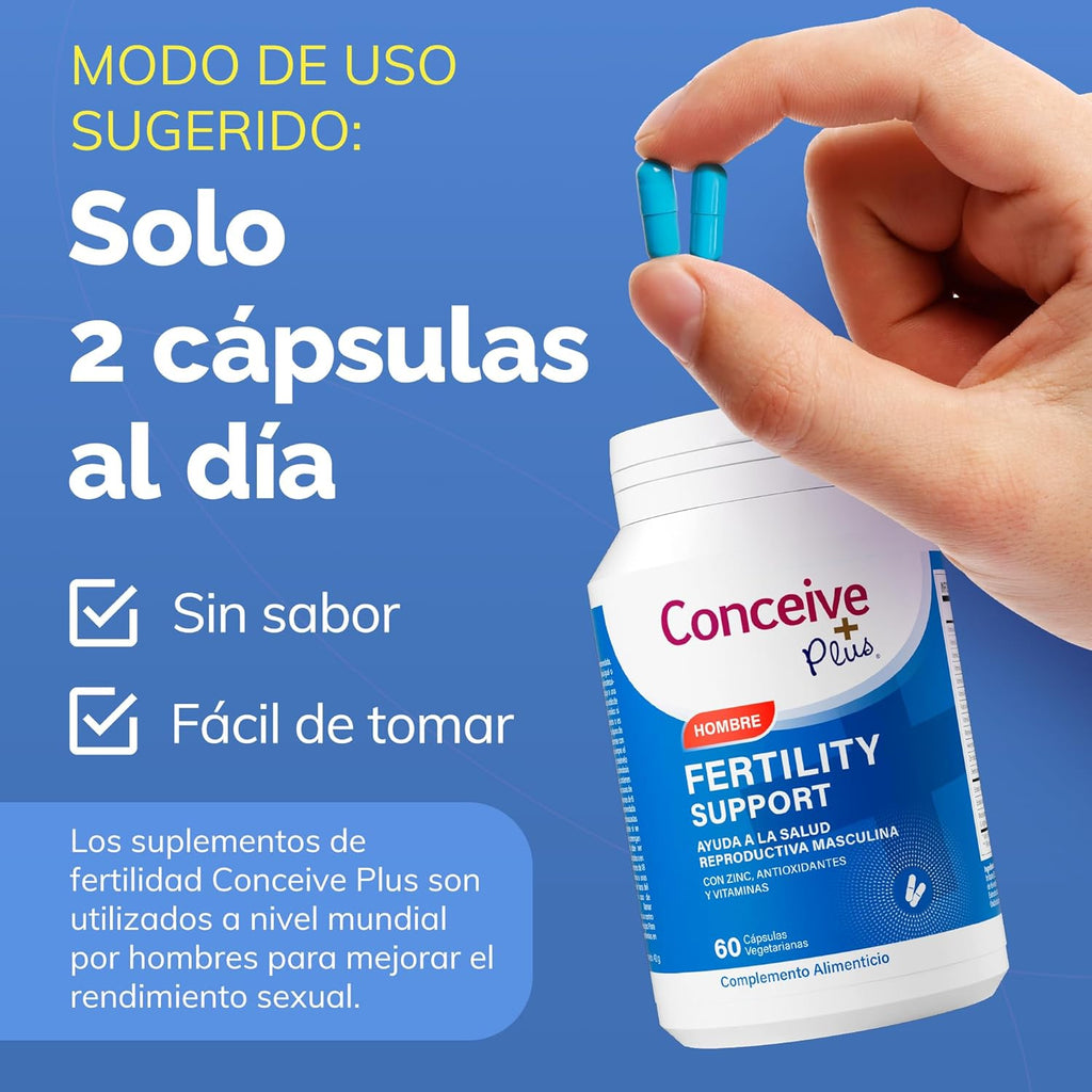 CONCEIVE plus Vitaminas Para La Fertilidad Masculina Con Maca, Selenio, Ácido Fólico, Multivitaminas - Apoyo a La Salud Reproductiva, Producción De Esperma Y Aumento De La Libido Masculina - 60 Cáps