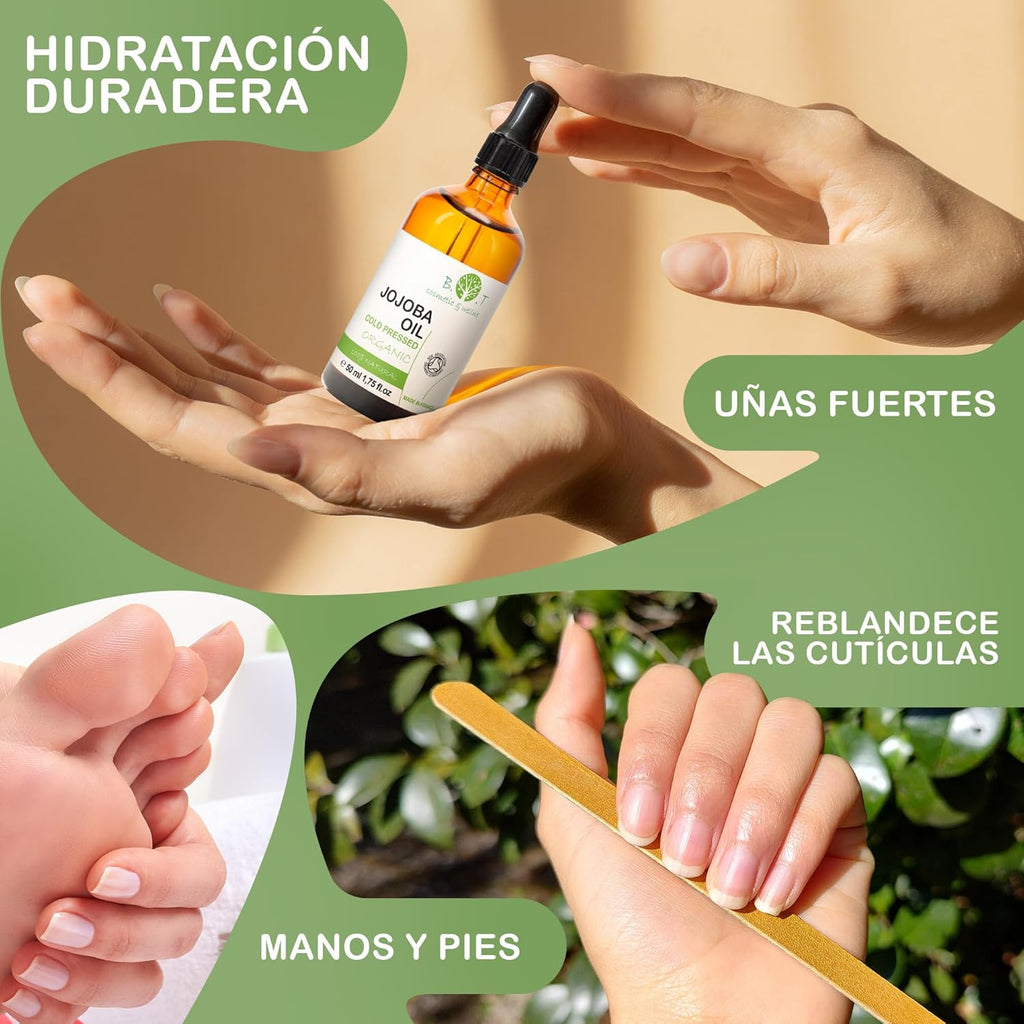 Aceite De Jojoba Puro Aceite Facial Aceite Desmaquillante Aceite Corporal Aceite De Masaje Estrias Aceite Pelo Aceite Barba Aceite Uñas - 500 Ml