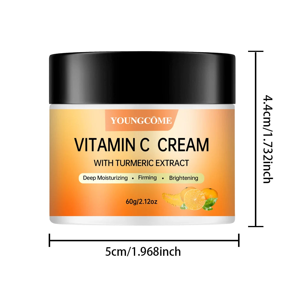 Turmeric + Vitamin C Brightening Face Cream – Anti-Aging Collagen Booster with Hyaluronic Acid Moisturizing Wrinkle Reduction