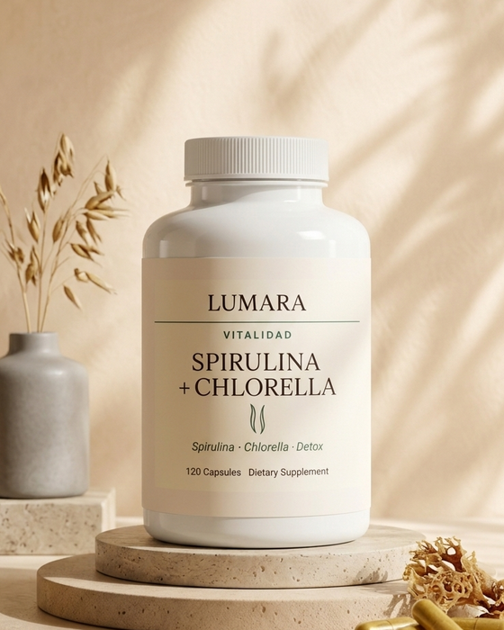 Espirulina + Chlorella 120 Cápsulas | Superalimentos Detox | LUMARA