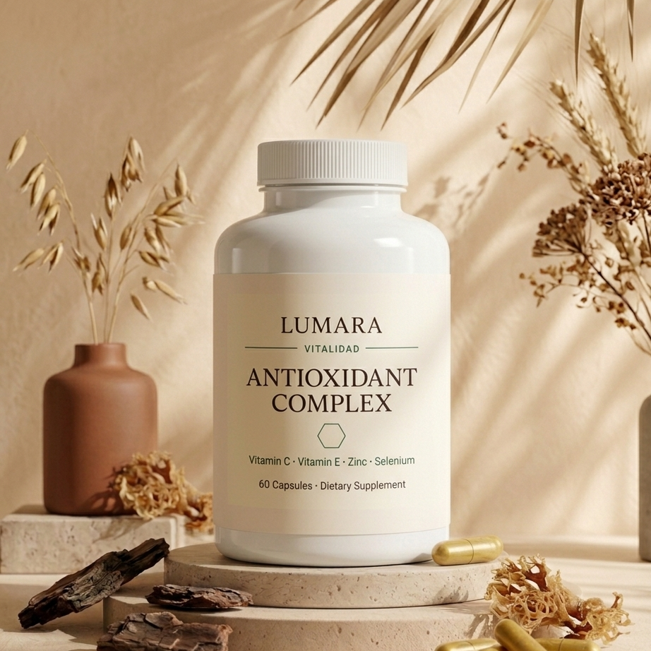 Complejo Antioxidante 60 Cápsulas | Vitamina C + E + Zinc + Selenio | LUMARA