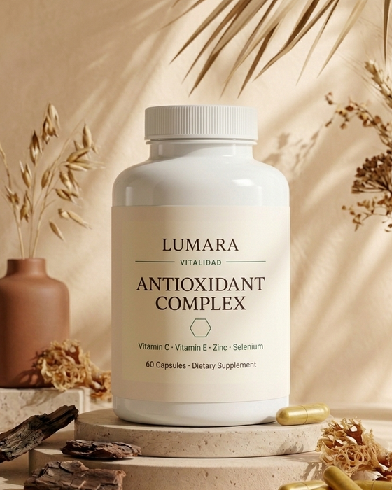 Complejo Antioxidante 60 Cápsulas | Vitamina C + E + Zinc + Selenio | LUMARA