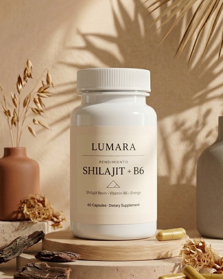 Shilajit + Vitamina B6 60 Cápsulas | Energía Profunda y Vitalidad | LUMARA