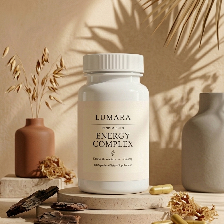 Complejo Energía 60 Cápsulas | Vitaminas B + Hierro + Ginseng | LUMARA
