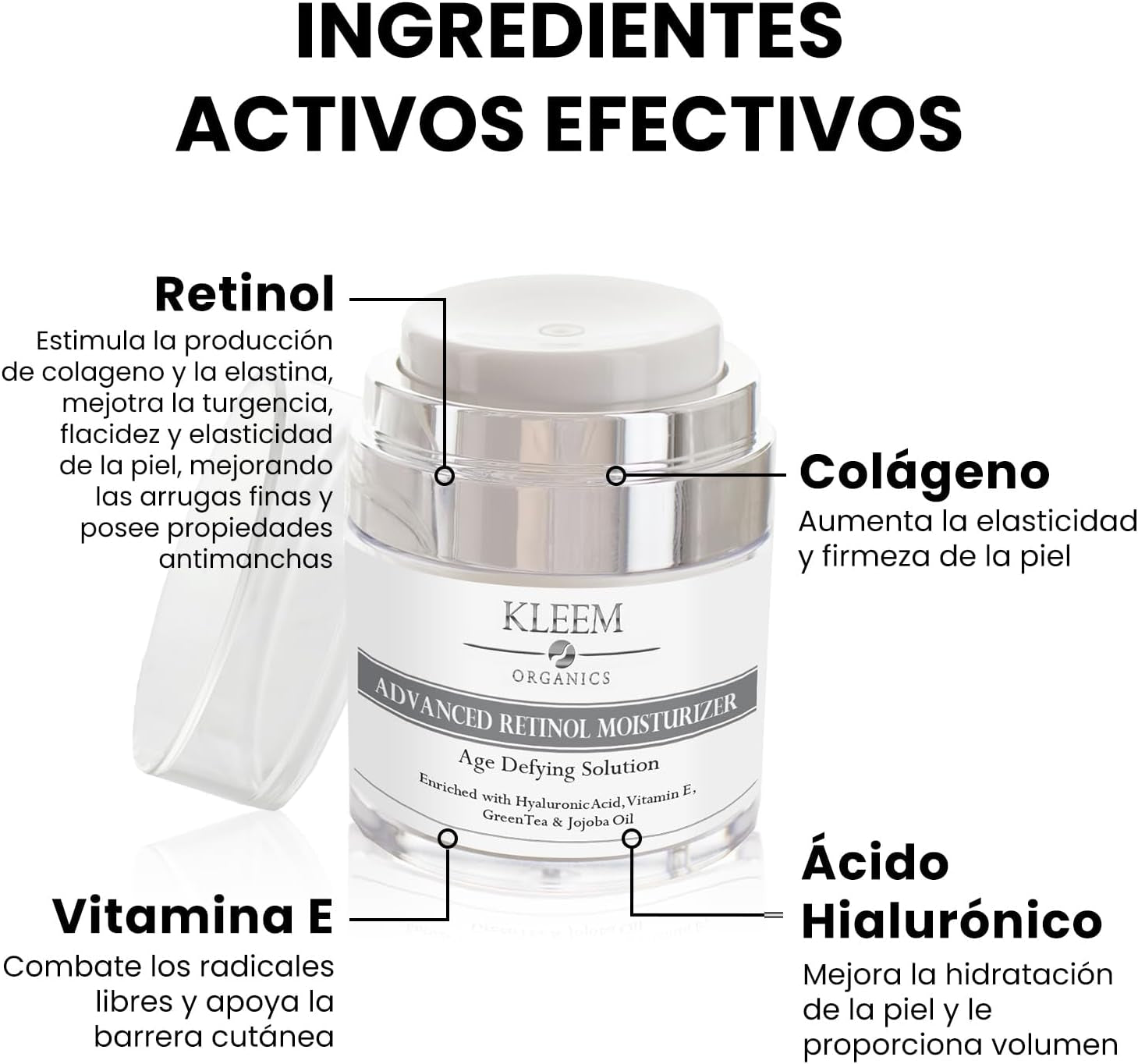 Crema Hidratante Facial Mujer Y Hombres Con Retinol, Ácido Hialurónico Y Vitamina E– Crema Antiarrugas Mujer Para Reducir Arrugas, Líneas Finas Y Manchas Oscuras – Antiedad Facial Crema De Noche -50Ml
