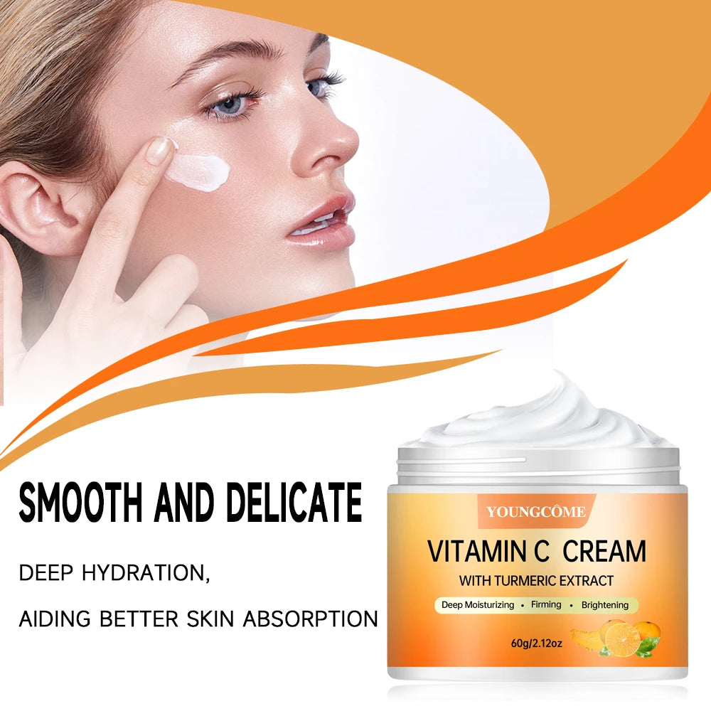 Turmeric + Vitamin C Brightening Face Cream – Anti-Aging Collagen Booster with Hyaluronic Acid Moisturizing Wrinkle Reduction