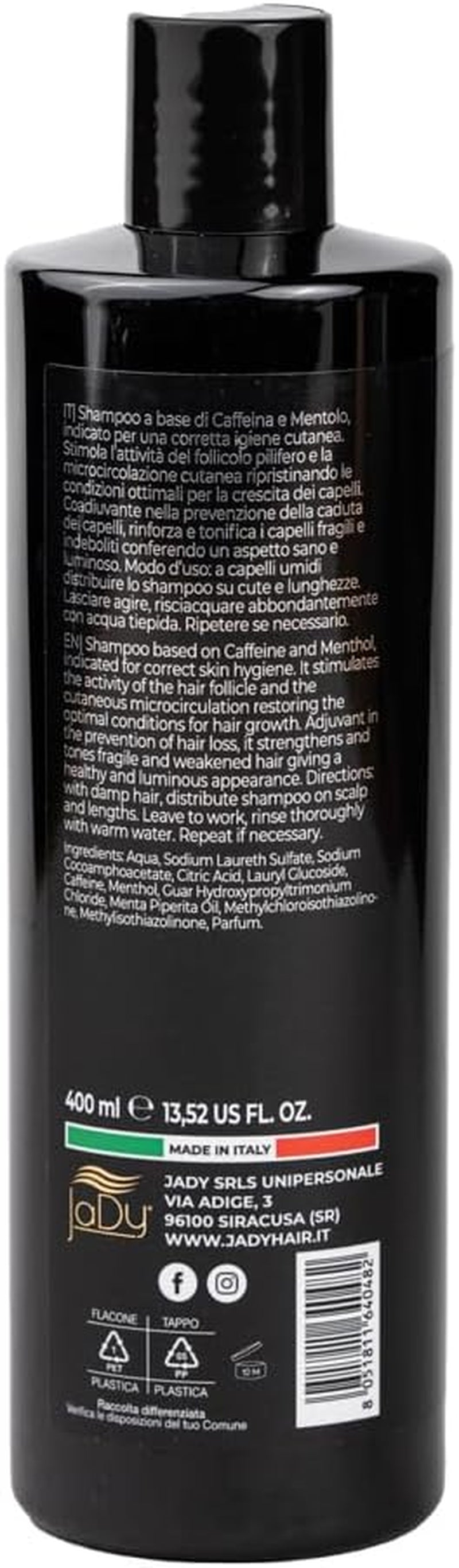 - Champú Con Cafeína Y Mentol | Fortalece Y Nutre Cabello Fino Y Graso | Hidratación Profesional | Uso Frecuente, 400 Ml