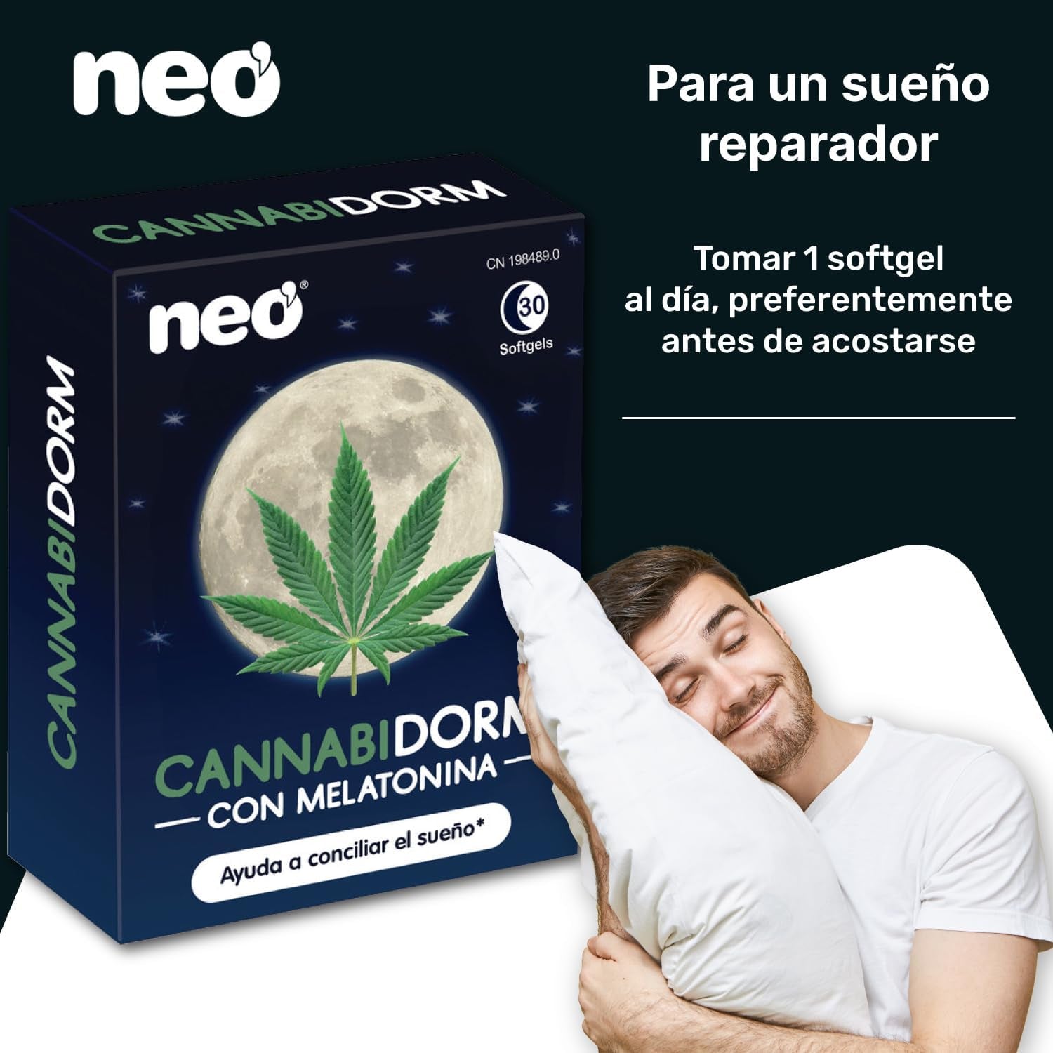 NEO | Cannabidorm Con Aceite De Cáñamo Y Melatonina | 30 Cápsulas | Suplemento Para Mejorar La Calidad Del Sueño | Comprimidos De Efecto Relajante Para Combatir El Insomnio Y Dormir Mejor