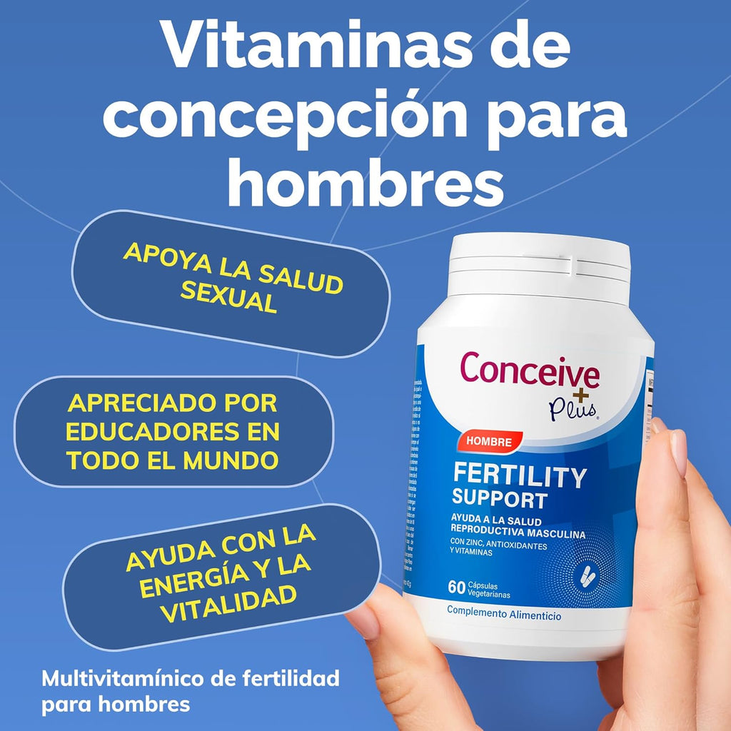 CONCEIVE plus Vitaminas Para La Fertilidad Masculina Con Maca, Selenio, Ácido Fólico, Multivitaminas - Apoyo a La Salud Reproductiva, Producción De Esperma Y Aumento De La Libido Masculina - 60 Cáps