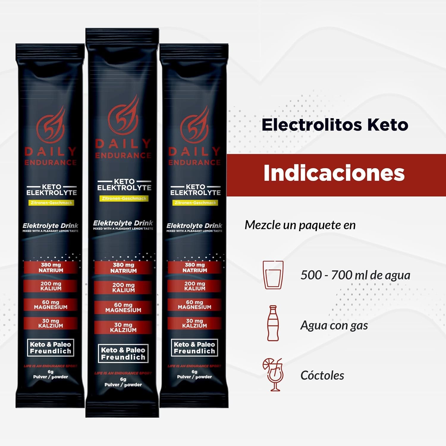 Electrolitos Keto En Polvo | Favorece La Hidratación Y La Recuperación | Low Carb & Paleo | Sin Azucar & Vegano | 30 Stick Packs