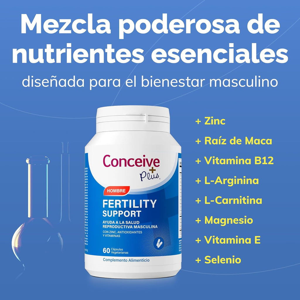 CONCEIVE plus Vitaminas Para La Fertilidad Masculina Con Maca, Selenio, Ácido Fólico, Multivitaminas - Apoyo a La Salud Reproductiva, Producción De Esperma Y Aumento De La Libido Masculina - 60 Cáps