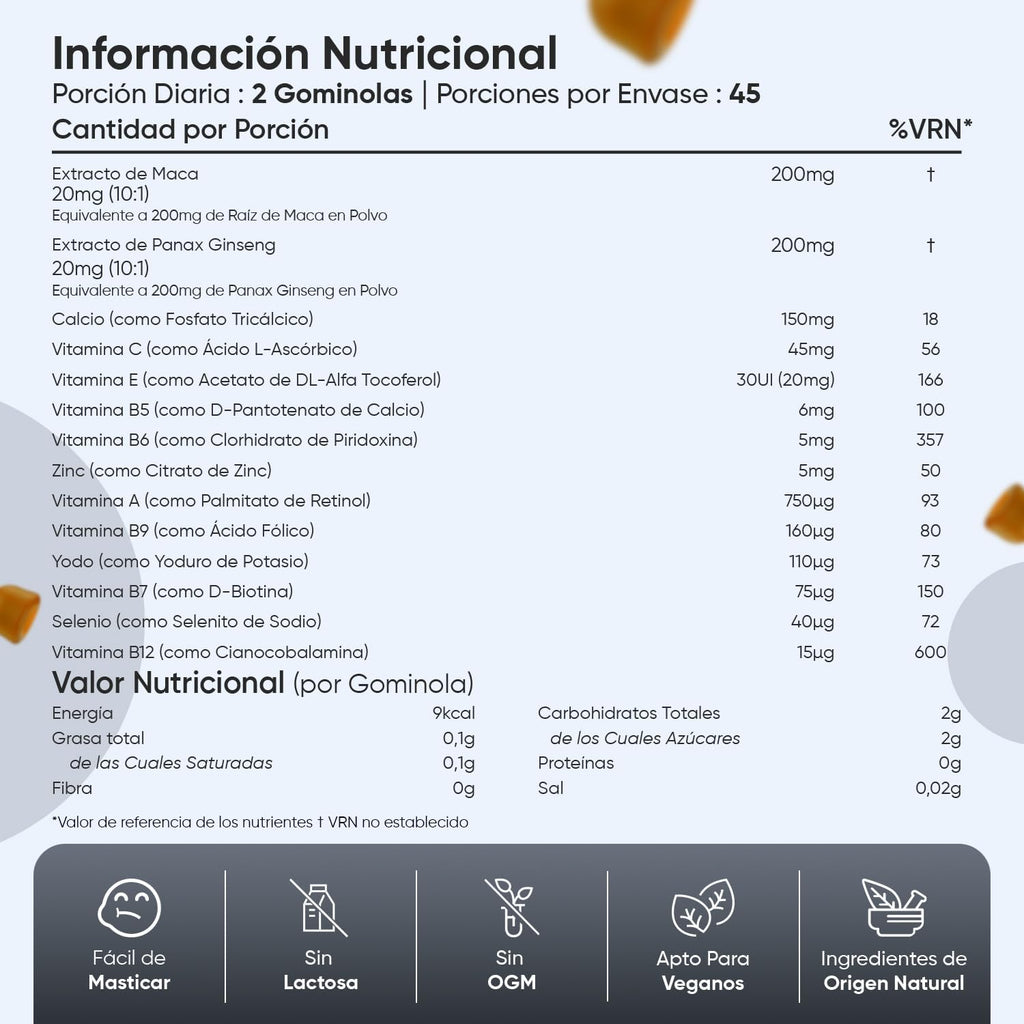 Multivitamínico Hombre Con Minerales - 90 Gominolas Sabor Melocotón Y Naranja - 14 Nutrientes Esenciales, Men Complex De Vitaminas B, Vitamina C, Calcio, Zinc Maca Y Biotina - Apto Para Veganos