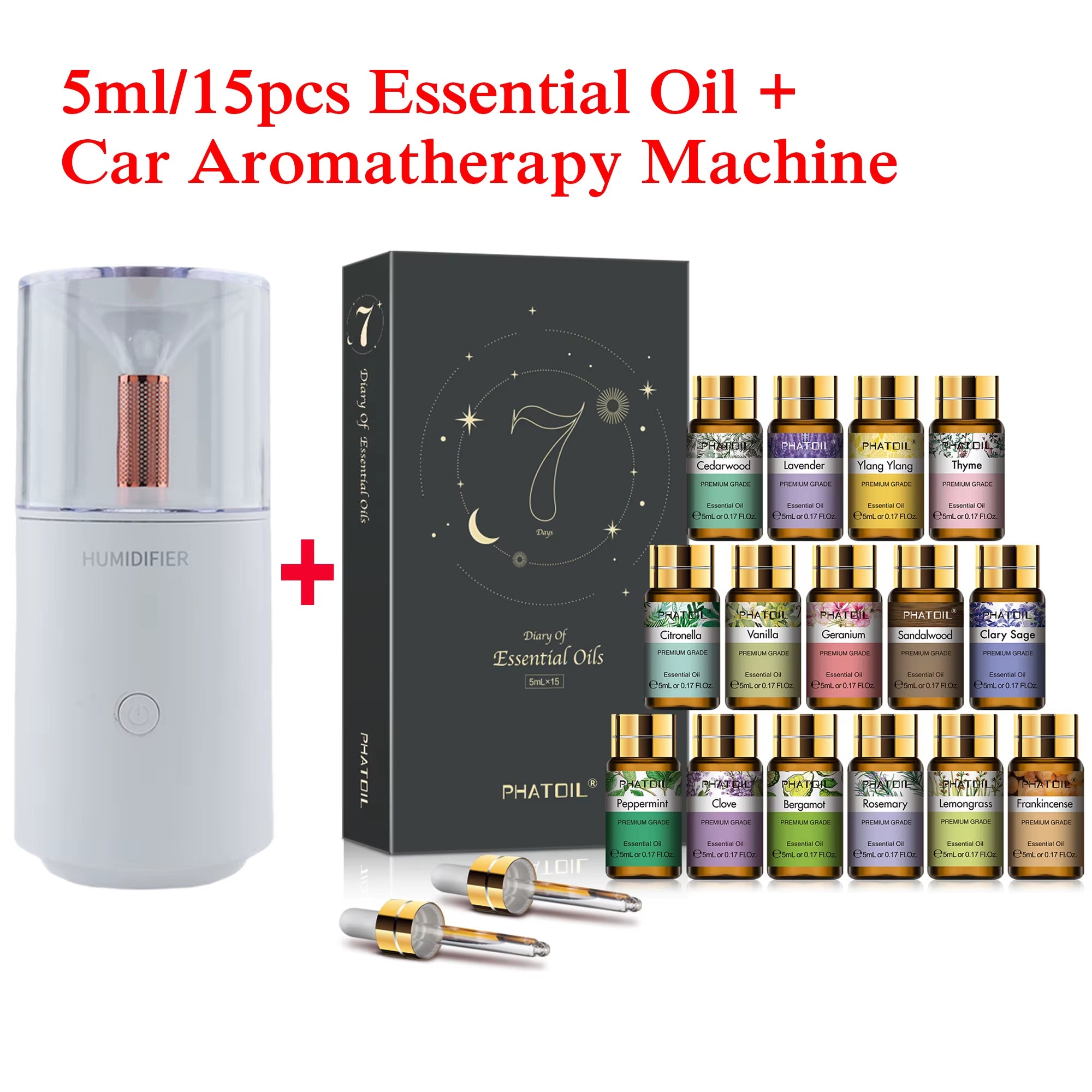15Pcs Essential Oils Set for Diffuser Humidifier Candles Making-5Ml Lavender Vanilla Peppermint Rosemary Aroma Oil