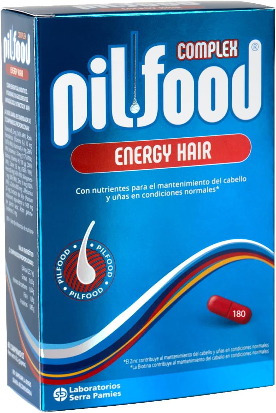 Pilfood Energy Tratamiento Anticaída Intensa De Pelo Con Biotina, Zinc Y Vitaminas Esenciales - Vitaminas Para El Cabello Y Tratamiento Anticaida Cabello Mujer Y Hombre (180 Comp)