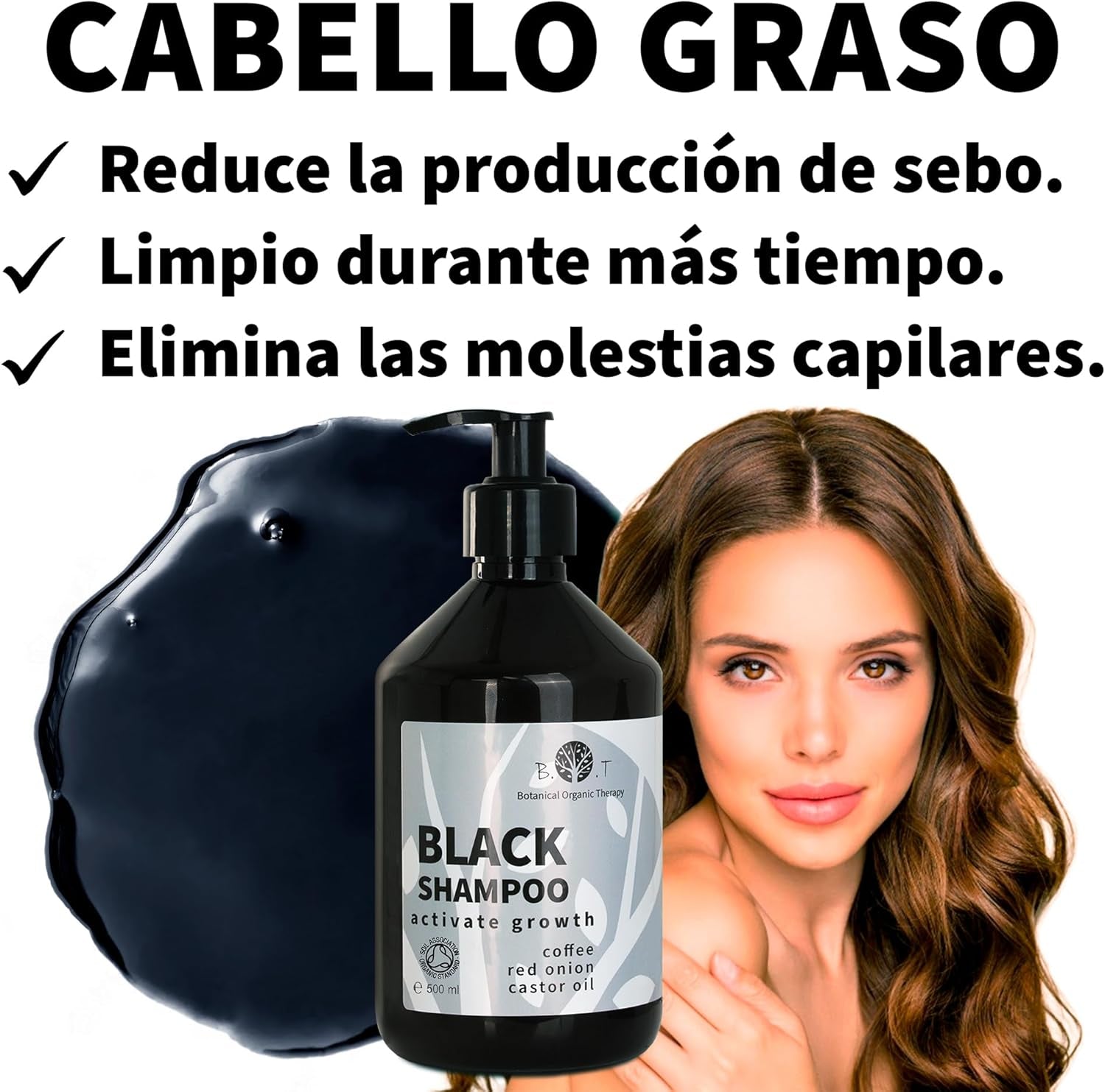 Champu De Cebolla, Cafeina Y Ricino Para Cabello Graso: Estimulador Capilar, Fortalecedor, Anticaída Y Seborregulador. SIN Parabenos, SIN Sulfatos, SIN Siliconas - 100 Ml