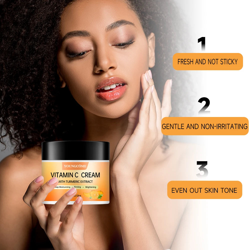 Turmeric + Vitamin C Brightening Face Cream – Anti-Aging Collagen Booster with Hyaluronic Acid Moisturizing Wrinkle Reduction