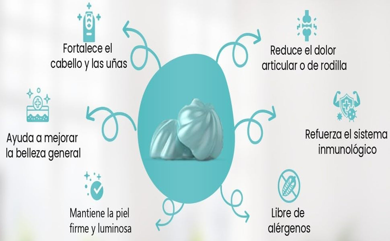 Gomitas De Colágeno Marino Hidrolizado 400 Mg + Ácido Hialurónico + Coenzima Q10 + Vitaminas C, D Y E | 90 Gomitas | Piña | Suplemento Piel, Cabello, Uñas Y Articulaciones | Sin Azúcar
